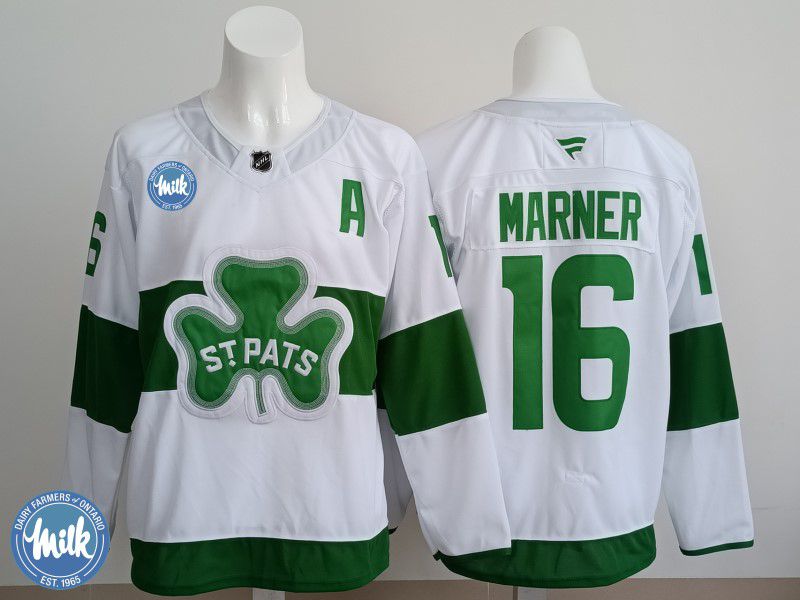 Men 2025 Toronto Maple Leafs 16 Marner White Green Fanatics Home Premium NHL Jersey style 2